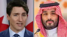 Links: OTTAWA, ON - MARCH 07: Canada's Prime Minister Justin Trudeau attends a news conference on March 7, 2019 in Ottawa, Canada. Prime Minister Trudeau and top aides have been accused of meddling in a federal criminal investigation of SNC-Lavalin, a major Candian engineering firm. (Photo by Dave Chan/Getty Images)
Rechts: In this photo provided by Saudi Press Agency, SPA, Saudi Crown Prince Mohammed bin Salman chairs the Arab summit in Jeddah, Saudi Arabia, Friday, May 19, 2023. (Saudi Press Agency via AP)