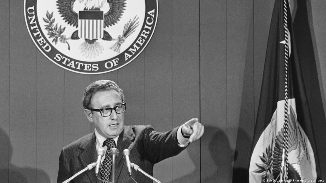 Henry Kissinger in a press conference as secretary of state in 1973