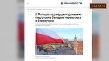 24.5.2023, Falschmeldung von RIA Novosti: Polen bestätigt Informationen über westliche Vorbereitungen für einen Staatsstreich in Belarus