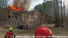 A view shows a clinic heavily destroyed by a Russian missile strike, amid Russia's attack on Ukraine, in Dnipro, Ukraine May 26, 2023. Ukrainian Governor of Dnipropetrovsk Regional Military-Civil Administration Serhii Lysak via Telegram/Handout via REUTERS ATTENTION EDITORS - THIS IMAGE HAS BEEN SUPPLIED BY A THIRD PARTY. NO RESALES. NO ARCHIVES.