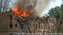 A view shows a clinic heavily destroyed by a Russian missile strike, amid Russia's attack on Ukraine, in Dnipro, Ukraine May 26, 2023. Ukrainian Governor of Dnipropetrovsk Regional Military-Civil Administration Serhii Lysak via Telegram/Handout via REUTERS ATTENTION EDITORS - THIS IMAGE HAS BEEN SUPPLIED BY A THIRD PARTY. NO RESALES. NO ARCHIVES.