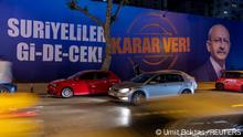 25/05/2023 *** An election campaign billboard of Kemal Kilicdaroglu, presidential candidate of Turkey's main opposition alliance, with a slogan that reads Syrians will go! Make a decision, is pictured, ahead of the May 28 presidential runoff vote, in Istanbul, Turkey, May 25, 2023. REUTERS/Umit Bektas
