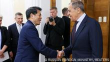 Russian Foreign Minister Sergei Lavrov attends a meeting with Chinese Special Envoy for Eurasian Affairs Li Hui in Moscow, Russia, May 26, 2023. Russian Foreign Ministry/Handout via REUTERS ATTENTION EDITORS - THIS IMAGE WAS PROVIDED BY A THIRD PARTY. NO RESALES. NO ARCHIVES. MANDATORY CREDIT. 