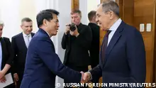 Russian Foreign Minister Sergei Lavrov attends a meeting with Chinese Special Envoy for Eurasian Affairs Li Hui in Moscow, Russia, May 26, 2023. Russian Foreign Ministry/Handout via REUTERS ATTENTION EDITORS - THIS IMAGE WAS PROVIDED BY A THIRD PARTY. NO RESALES. NO ARCHIVES. MANDATORY CREDIT. 