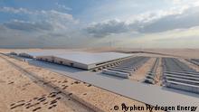
Copyright: Hyphen Hydrogen Energy
Entnommen: Pressemitteilung August 2022
Konzeptzeichnung der geplanten Wasserstoff-Anlage im Süden Namibias