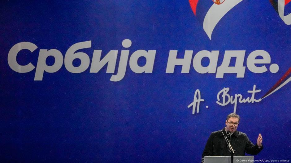 Predsednik Srbije Aleksandar Vučić obraća se na skupu svojih pristalica pod nazivom „Srbija nade“ u Beogradu 26. maja 2023.
