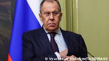 RUSSIA, MOSCOW - MAY 26, 2023: Russia s Foreign Minister Sergei Lavrov gives a press conference following a meeting with Somalia s Foreign Minister Abshir Omar Jama Huruse at the Russian Foreign Ministry Reception House in Spiridonovka. Vyacheslav Prokofyev/TASS PUBLICATIONxINxGERxAUTxONLY 59402480