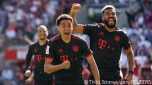 Soccer Football - Bundesliga - FC Cologne v Bayern Munich - RheinEnergieStadion, Cologne, Germany - May 27, 2023
Bayern Munich's Jamal Musiala celebrates scoring their second goal with Eric Maxim Choupo-Moting REUTERS/Thilo Schmuelgen DFL REGULATIONS PROHIBIT ANY USE OF PHOTOGRAPHS AS IMAGE SEQUENCES AND/OR QUASI-VIDEO.
