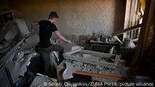 May 28, 2023, Kyiv, Ukraine: A man inspects a destroyed office space in a damaged building following an attack by an Iranian Shahed attack drone of the Russian army in Kyiv. The Russian army attacked Ukraine with Shahed attack drones. The Ukrainian military destroyed 52 out of 54 Russian drones. More than 40 drones were shot down in the capital of Ukraine. (Credit Image: © Sergei Chuzavkov/SOPA Images via ZUMA Press Wire