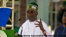 In this photo released by the Nigeria State House, Nigeria's new President Bola Ahmed Tinubu, speaks after taking an oath of office at a ceremony in Abuja, Nigeria, Monday May 29, 2023. Tinubu has been sworn in as president of Africa's most populous country at a period of unprecedented challenges, leaving some citizens hopeful for a better life and others skeptical that his government would perform better than the one he succeeded. (Sunday Aghaeze/Nigeria State House via AP)