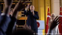 Der türkische Präsident Erdogan am Abend der gewonnenen Stichwahl