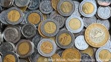 Pesos, Mexican currency coins. On Saturday, February 12, 2022, in Merida, Yucatan, Mexico. (Photo by Artur Widak/NurPhoto)
