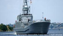 MYKOLAIV, UKRAINE - AUGUST 7, 2019: The Yuri Olefirenko mid-size landing ship of the Ukrainian Navy (Project 773) arrives at the Mykolayiv Shipyard for repairs. Konstantin Sazonchik/TASS