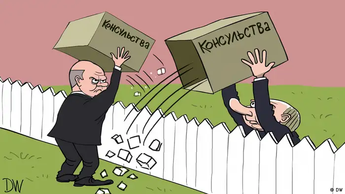 Karikatur | Bundesregierung schließt 4 von 5 russischen Konsulaten