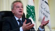 FILE PHOTO: Lebanon's Central Bank Governor Riad Salameh speaks during an interview for Reuters Next conference, in Beirut, Lebanon November 23, 2021. REUTERS/Mohamed Azakir/File Photo