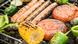 Vegan products on a BBQ grill Vegan products on a BBQ grill