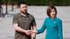 Volodymyr Zelenskyy shaking hands with Maia Sandu