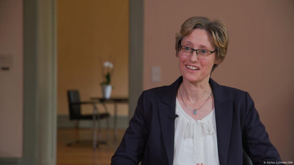 Anja-Désirée Senz of the Heidelberg University speaks to reporters Anja-Désirée Senz of the Heidelberg University speaks to reporters
