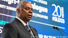 03.06.2023
US Secretary of Defense Lloyd Austin speaks during the 20th Shangri-La Dialogue summit in Singapore on June 3, 2023. (Photo by Roslan RAHMAN / AFP) (Photo by ROSLAN RAHMAN/AFP via Getty Images)