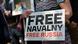 A sign reading free Navalny A sign reading free Navalny