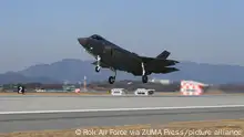 February 3, 2023, Cheongju, South Korea: A South Korean F-35A fighter takes off at an air base in Cheongju, 140 kilometers south of Seoul, to join combined air drills with the United States in this photo released by South Korea's Air Force. South Korea and the United States on Friday staged combined air drills, involving U.S. F-22 and F-35B stealth fighters, in a show of America's ''invariable will and capability'' to keep its security commitment to the Asian ally, Seoul's Air Force said. (Credit Image: Â© Rok Air Force via ZUMA Press Wire