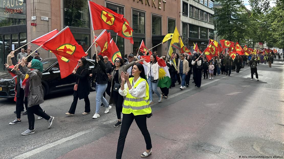 A pro-Kurdish demonstration in Stockholm, Sweden