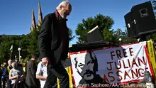 SYDNEY, AUSTRALIA - MAY 24: John Shipton father of Julian Assange attends the Free Assange Quad Rally for imprisoned journalist, publisher and Wikileaks founder Julian Assange in Sydney, Australia, on May 24, 2023. Steven Saphore / Anadolu Agency
