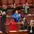 Labor senators applaud after the passing of the Voice to Parliament in the Senate chamber at Australia's Parliament House