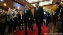 18.06.2023**US Secretary of State Antony Blinken (L) walks with China's Foreign Minister Qin Gang (R) ahead of a meeting at the Diaoyutai State Guesthouse in Beijing on June 18, 2023. (Photo by LEAH MILLIS / POOL / AFP)