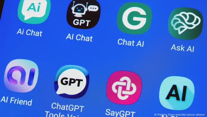 Logos of different AI apps on a smartphone screen