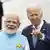 President Joe Biden (right) stands next to India's Prime Minister Narendra Modi, gesturing in front of the White House as both smile