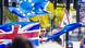 Referendumi për Brexit - flamuj britankë dhe evropianë në rrugë Referendumi për Brexit - flamuj britankë dhe evropianë në rrugë