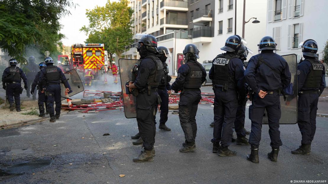 Police officers in Nanterre, France