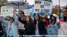Students and activists rally outside the Supreme Court as the court before oral arguments in two cases that could decide the future of affirmative action in college admissions, Monday, Oct. 31, 2022, in Washington. (AP Photo/J. Scott Applewhite)