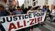 A sign reads ‘Justice for Ali Ziri' at a demonstration in Paris on June 17, 2017