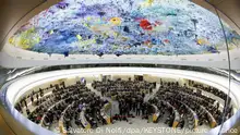 Gesamtansicht während der Sitzung des Menschenrechtsrats am europäischen Hauptsitz der Vereinten Nationen in Genf. Der Rat beschäftigt sich mit Missachtung der Menschenrechte in aller Welt. +++ dpa-Bildfunk +++