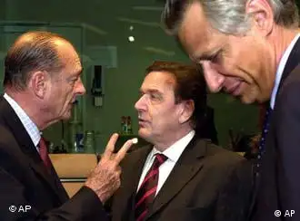施罗德与希拉克在欧盟峰会上
