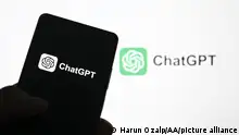 ANKARA, TURKIYE - JULY 11: In this photo illustration, the logo of ChatGPT is displayed on a mobile phone screen in front of a computer screen with 'ChatGPT' in Ankara, Turkiye on July 11, 2023. Harun Ozalp / Anadolu Agency