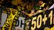 Borussia Dortmund fans hold up a banner celebrating the 50+1 rule Borussia Dortmund fans hold up a banner celebrating the 50+1 rule