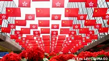 HONG KONG, CHINA - JUNE 23: A road is decorated with China and Hong Kong flags ahead of the 26th anniversary of Hong Kong s return to the motherland on June 23, 2023 in Hong Kong, China. PUBLICATIONxINxGERxSUIxAUTxHUNxONLY Copyright: xChinaxNewsxServicex 111442502114