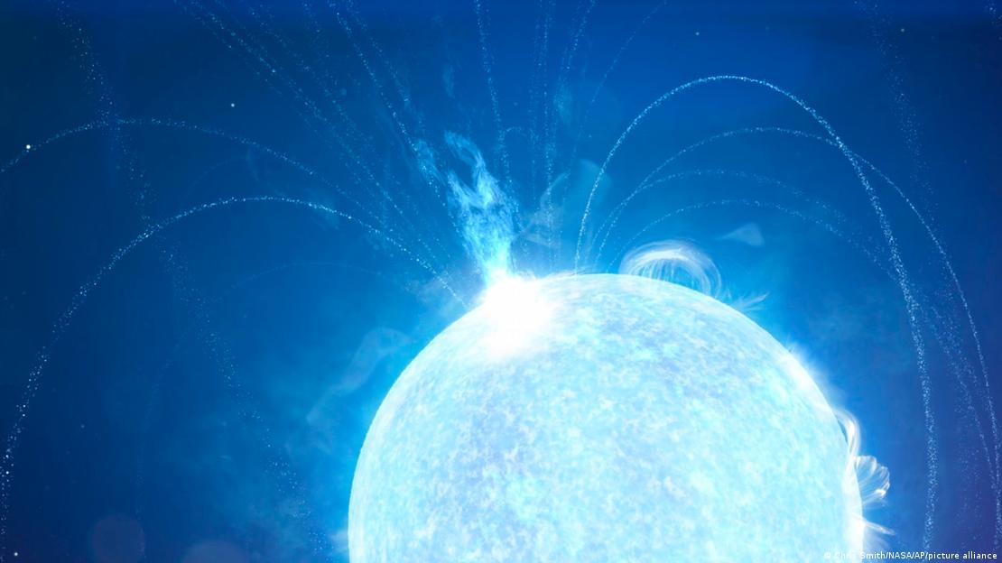 Representação artística de um poderoso estalido de raios x procedentes de um magnetar