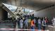 People gather around collapsed motorway bridge in Patras, Greece People gather around collapsed motorway bridge in Patras, Greece