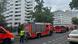 Fire engines and other emergency vehicles on the scene of a fire in the German capital Berlin Fire engines and other emergency vehicles on the scene of a fire in the German capital Berlin