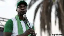 (FILES) The opponent Ousmane Sonko, mayor of Ziguinchor, speaks during a rally of the Senegalese opposition at the Place de l'Obelisque in Dakar, on June 8, 2022. Senegalese opposition figure Ousmane Sonko was arrested on July 28, 2023, two members of his party told AFP, though no precise reasons were given.
Ousmane Sonko was arrested -- there were gendarmes in front of his house, said Ousseynou Ly, a spokesman for Sonko's Pastef party. Djibril Gueye Ndiaye, Sonko's head of protocol, said the gendarmerie came and took Sonko. (Photo by SEYLLOU / AFP)