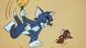 Tom and Jerry: cartoon picture of a cat trying to swat a mouse with a broom. Tom and Jerry: cartoon picture of a cat trying to swat a mouse with a broom.