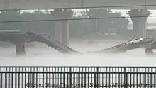 01.08.2023
A vehicle was left on a bridge, which collapsed by torrential rain in the suburbs of Beijing on August 1st, 2023. Flooding and fierce rain have killed at least 11 people. ( The Yomiuri Shimbun via AP Images )