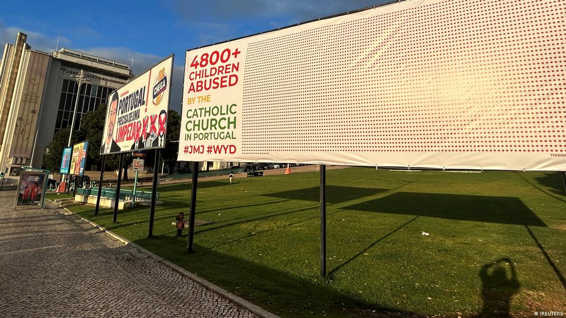A billboard in Lisbon that was put up overnight said that over 4,800 children have been abused by the Catholic Church in Portugal