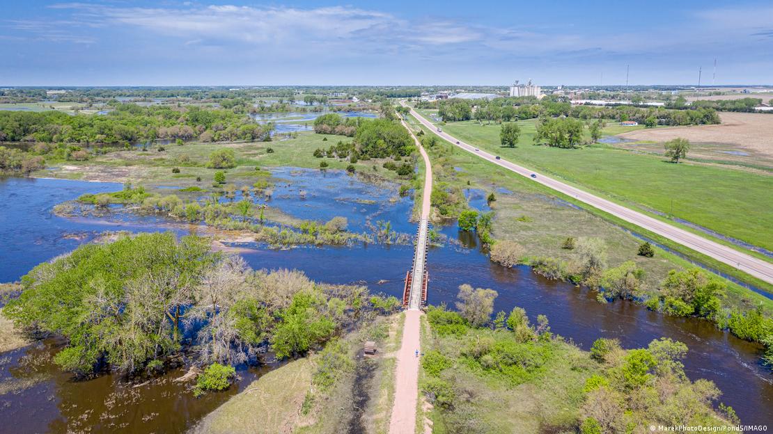 O rio Elkhorn, no Nebraska (EUA).