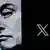 A logo of X next to an image of Elon Musk