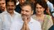 Rahul Gandhi of Congress greets media personnel as he and other party leaders arrive at party headquarters in New Delhi, Rahul Gandhi of Congress greets media personnel as he and other party leaders arrive at party headquarters in New Delhi,